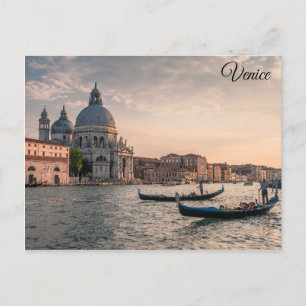 Cartão Postal Veneza Itália Igreja Gondola Viagem Foto