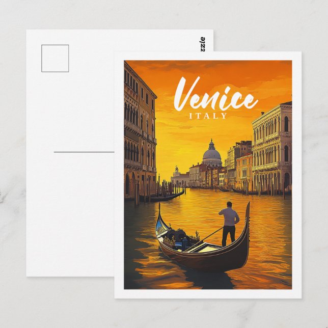 Cartão Postal Veneza Itália, Viagem Familiar (Frente/Verso)