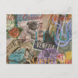 Cartão Postal Veneza Itália Viagem Vintage Arte Colorida Bonito