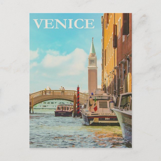 Cartão Postal Veneza Itália Viagens vintage (Frente)