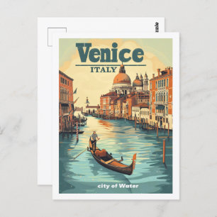 Cartão Postal Veneza Itália Vintage Familiar Viagem