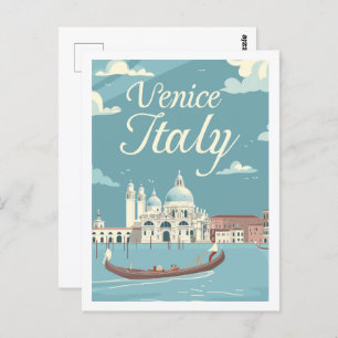 Cartão Postal Veneza Itália Vintage Familiar Viagem