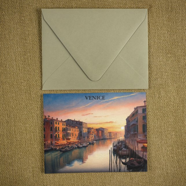 Cartão Postal Veneza Romântica Itália Vista do Sol (Venice Italy romantic sunset postcard)