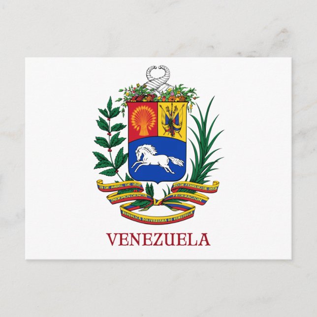 Cartão Postal VENEZUELA - emblema/casaco de armas/pavilhão/símbo (Frente)