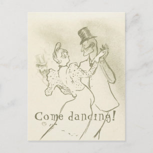 Cartão Postal Venha dançar Lautrec - casal de dança