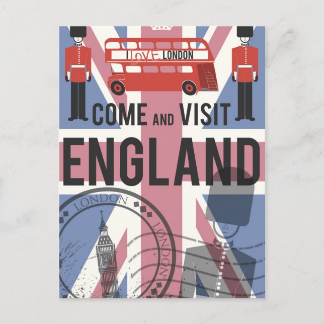 Cartão Postal Venha visitar a Inglaterra (Frente)