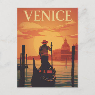 Cartão Postal Venice Gondola Sunset
