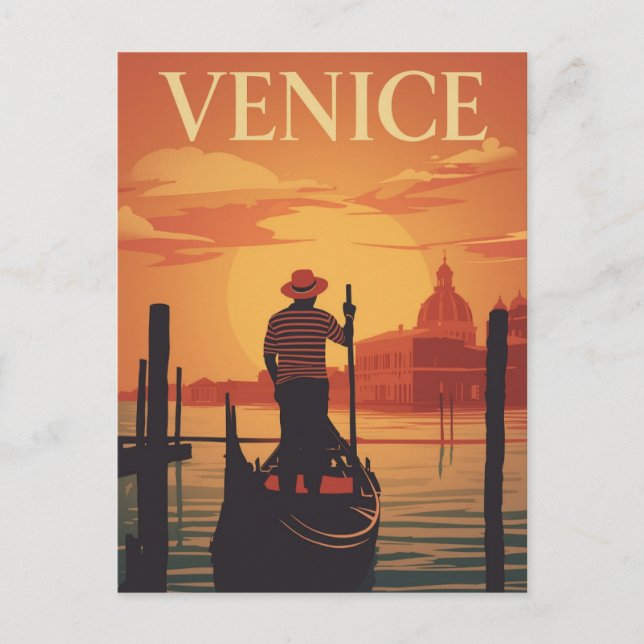 Cartão Postal Venice Gondola Sunset (Frente)