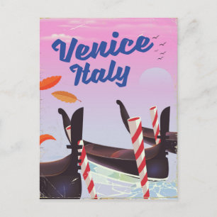Cartão Postal Venice Itália, impressão de férias de Gondola.