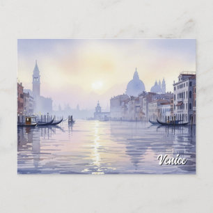 Cartão Postal Venice Itália Viagem Souvenir Watercolor