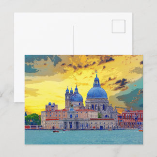 Cartão Postal Venice Italy Basilica Church Waterway #16