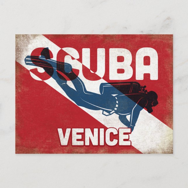 Cartão Postal Venice Scuba Diver - Blue Retro (Frente)