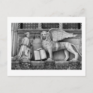 CARTÃO POSTAL VENICE WINGEN LION B/W