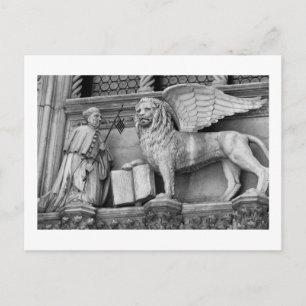 CARTÃO POSTAL VENICE WINGEN LION B/W