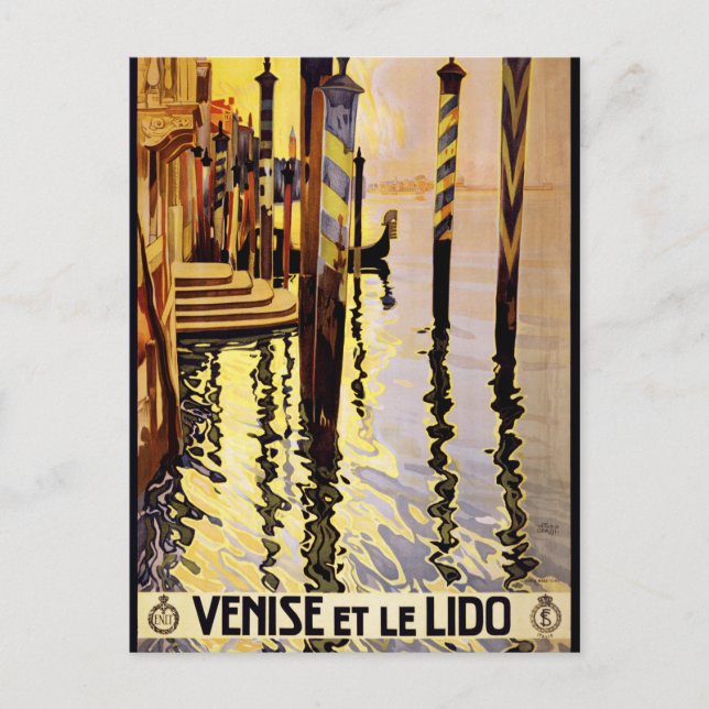Cartão Postal Venise et le Lido Viagens vintage (Frente)