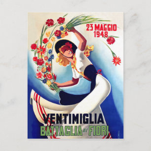 Cartão Postal Ventimiglia, Maggio, Itália, menina em batalha fl