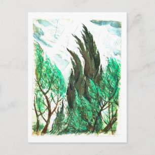 Cartão Postal Vento na pintura das árvores