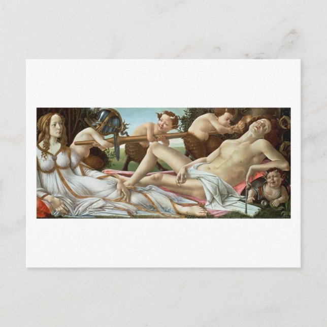 Cartão Postal Venus e Marte, c.1485 (tempera e óleo) (Frente)