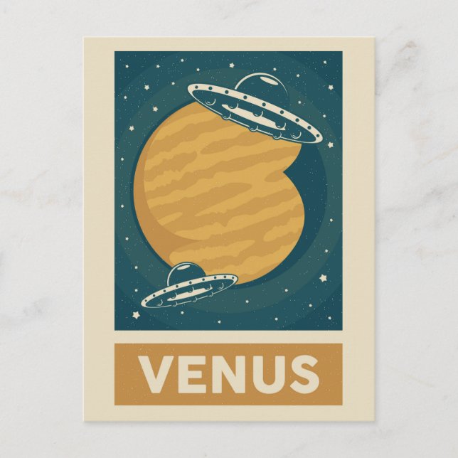 Cartão Postal Venus Retro Galaxy OVNI (Frente)