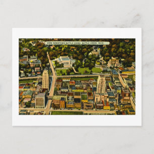 Cartão Postal Ver centro de Battle Creek, Michigan Vintage
