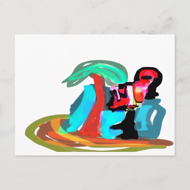 Cartão Postal Verão de flamingo rosa (Frente)