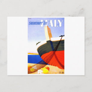 Cartão Postal Verão na Itália, Viagens vintage