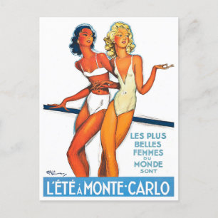 Cartão Postal Verão na viagens vintage Monte Carlo Mônaco na Fra