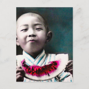 Cartão Postal Verão no Japão Antigo Vintage Watermelon