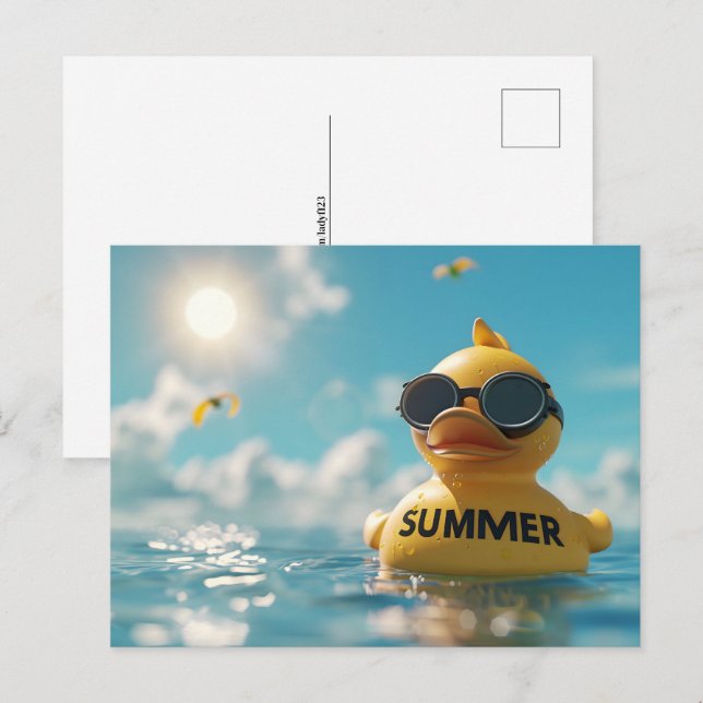 Cartão Postal Verão, pato de borracha, Posto de passagem (Frente/Verso)