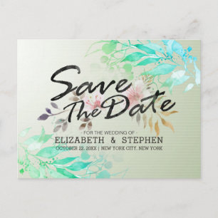 Cartão Postal Verde Abre Casamento Chic Salvar Data