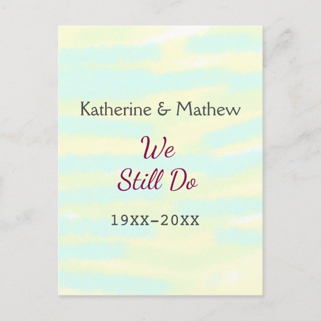 Cartão Postal Verde amarelo pastel Renovação do aniversário da p (Frente)