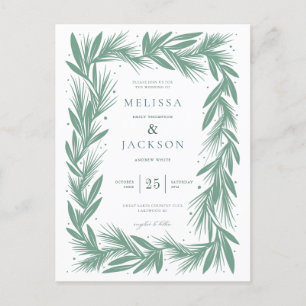 Cartão Postal Verde de Casamento da Terra Moderna de inverno