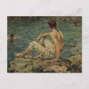 Cartão Postal Verde e Ouro por Henry Scott Tuke