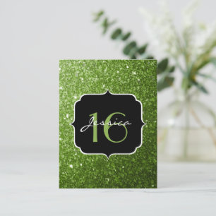 Cartão Postal Verde Esmeralda brilho brilhos Doce 16
