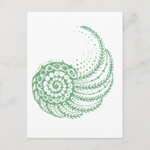 Cartão Postal Verde espiral orgânico