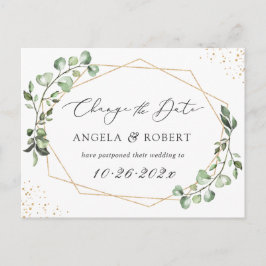 Cartão Postal Verde Eucalyptus Geométrico Alterar a Data