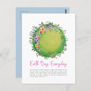 Cartão Postal Verde, Flores e Folha, Dia da Terra