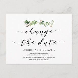 Cartão Postal Verde Moderno, Mudança de data, Adiado