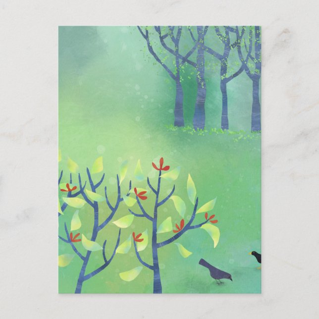 Cartão Postal Verde Paisagem Moderna (Frente)