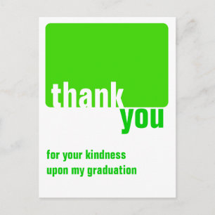 Cartão Postal Verde personalizável - Obrigado - Graduação