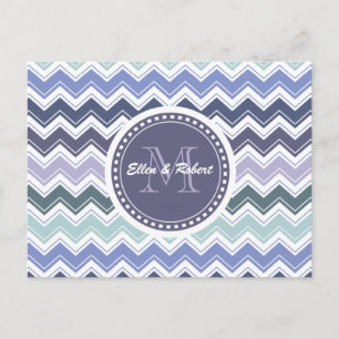 Cartão Postal Verdes do Mar Elegante e Blues Chevron ZigZag Wave