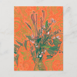 Cartão Postal Verdes e Laranja Verões Flores Florais