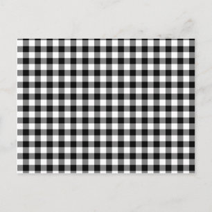 Cartão Postal Verificações de Gingham Preto e Branco