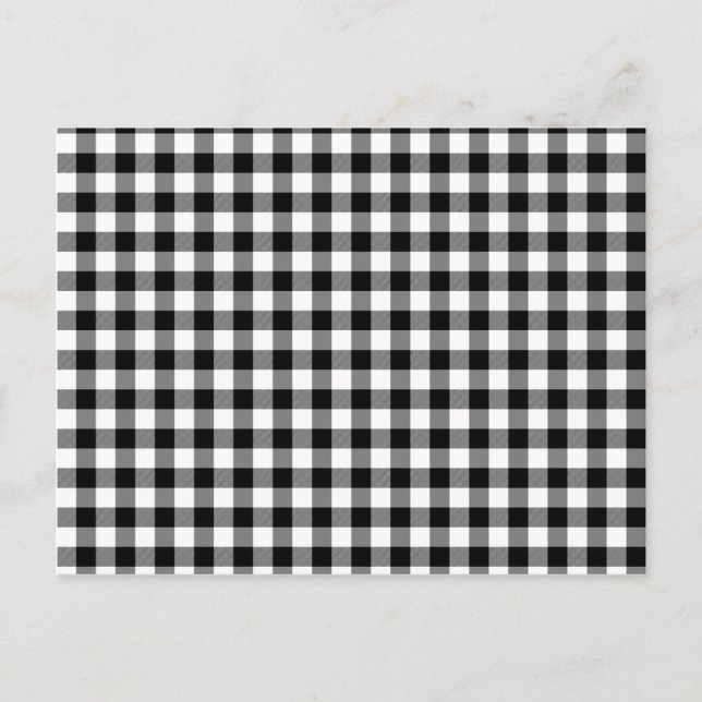 Cartão Postal Verificações de Gingham Preto e Branco (Frente)
