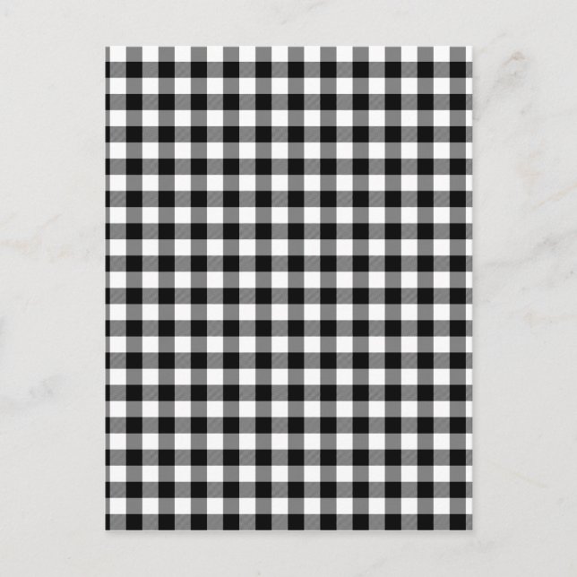 Cartão Postal Verificações de Gingham Preto e Branco (Frente)