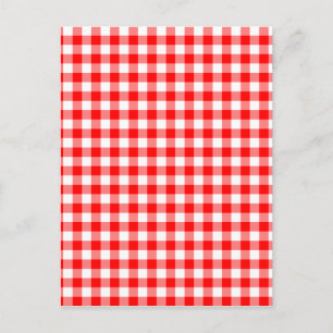 Cartão Postal Verificações de Gingham Vermelho e Branco