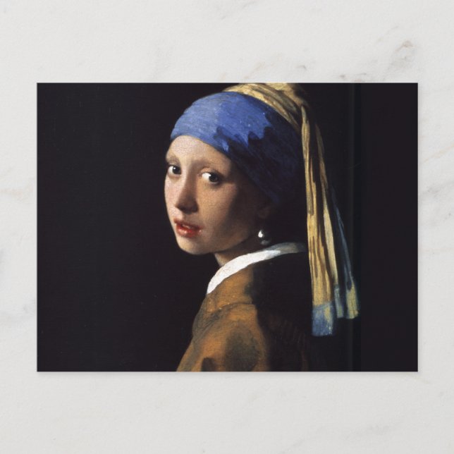 Cartão Postal Vermeer Girl Pearl Enarrando pintura de arte (Frente)