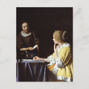Cartão Postal Vermeer - Senhora e Maid 1666-67