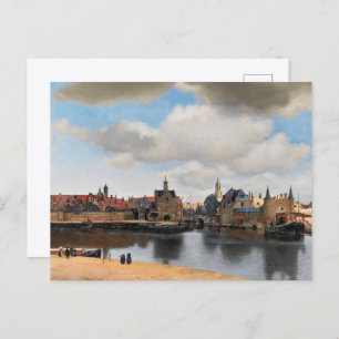 Cartão Postal Vermeer - Vista do Delft Pintura de paisagem dig