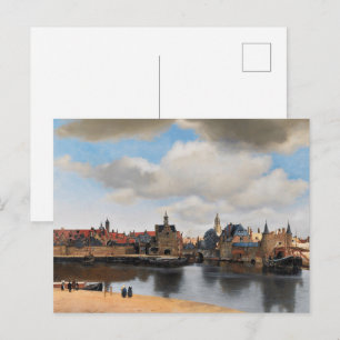 Cartão Postal Vermeer - Vista do Delft   Pintura de paisagem dig
